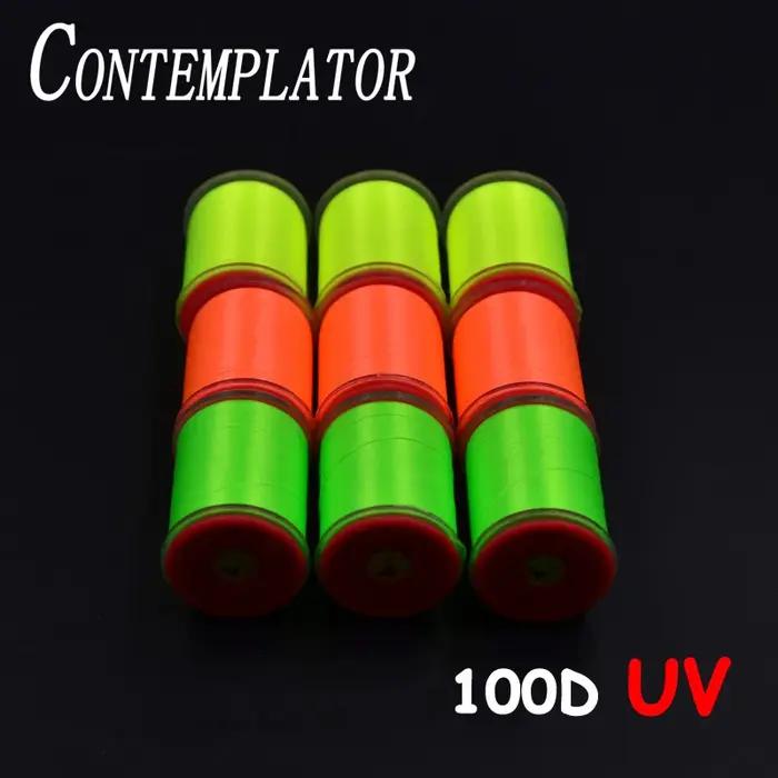 Fil d'attache de mouche 100D, couleurs fluorescentes UV en option, pour nymphes, mouches sèches, fil
