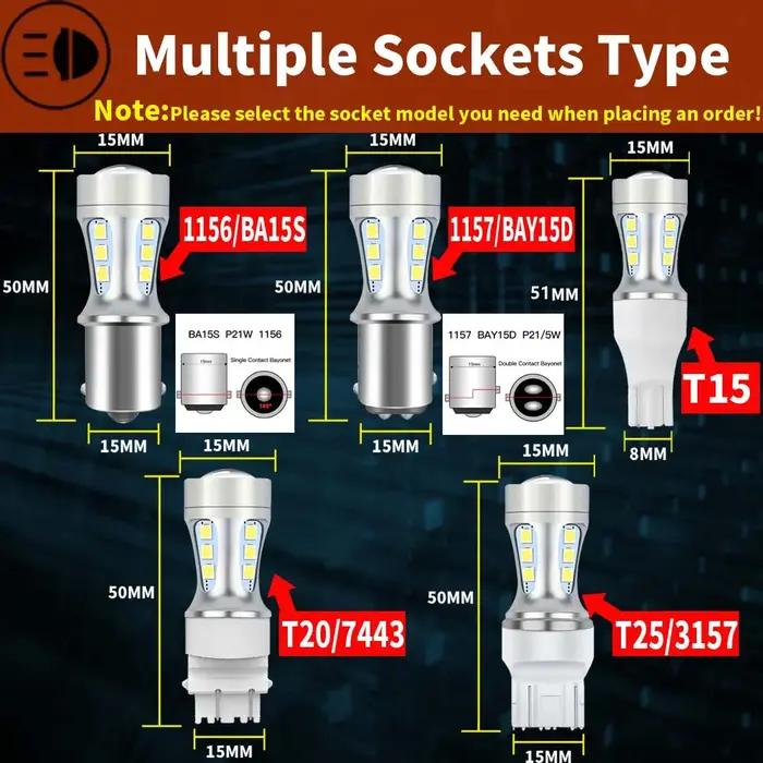 2x P21W BA15S LED Canbus 1156 BAY15D 1157 P21/5W ampoule LED T15 R5W feux de voiture 6500K feux de f