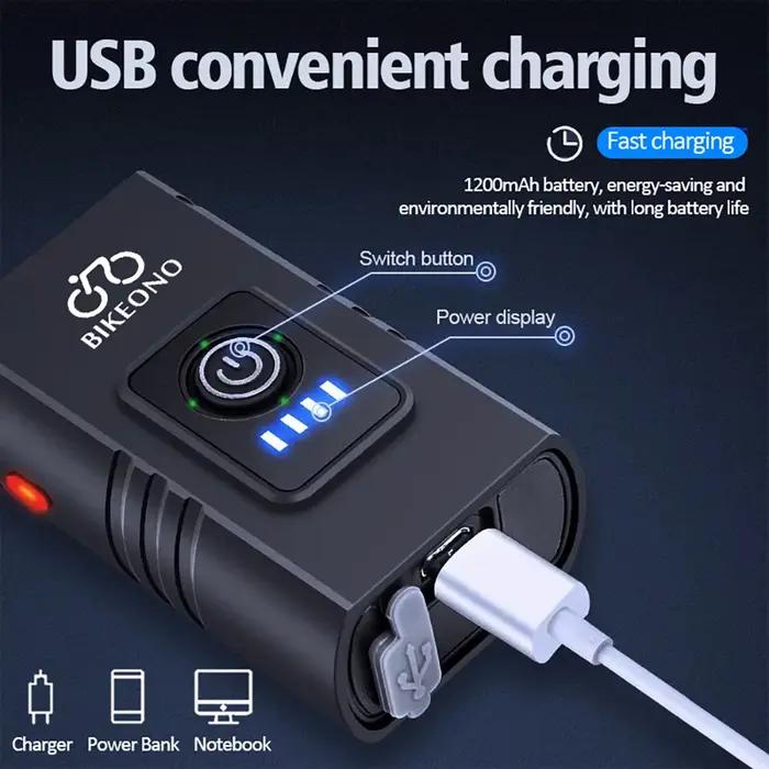 1000LM vélo lumière phare T6 vélo lampe de poche LED USB torche Rechargeable en alliage d'aluminium