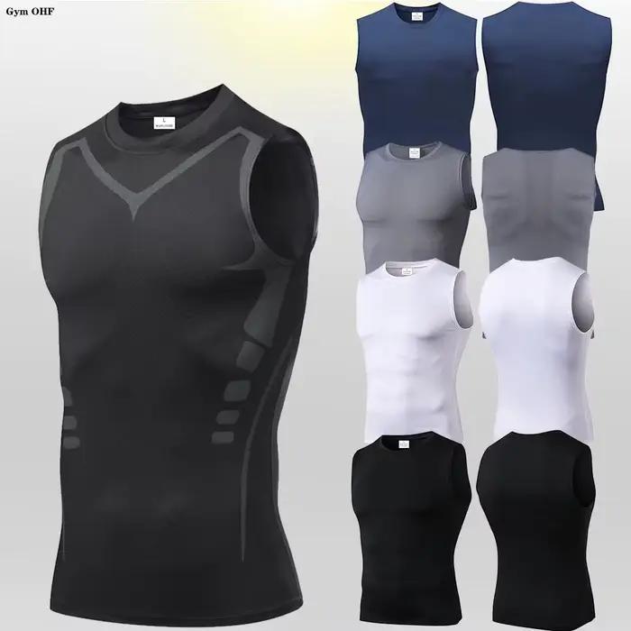 Hommes séchage rapide course T-Shirts Compression gilet sans manches séchage rapide Jersey chemise d