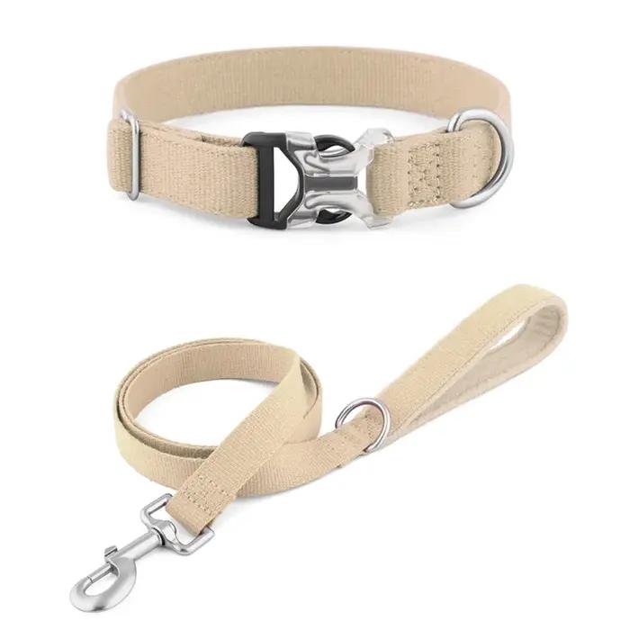 Ensemble collier et laisse pour chien Macaron, collier respirant en coton et lin pour animaux de compagnie, laisse pour petits, moyens et grands chiens, fournitures pour animaux de compagnie