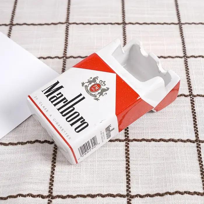 Cendrier en céramique Marlboro, cendrier portable pour usage domestique, accessoires pour fumeurs, décorations pour la maison, cadeaux pour hommes