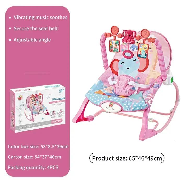 Berceau à bascule électrique pour bébé 0-18 mois jouets multifonctionnels avec vibration musicale et motifs de dessins animés pour chambre à offrir pour nouveau-né occasions spéciales