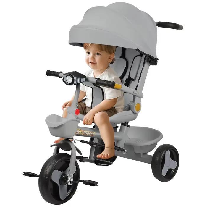 Tricycle multifonctionnel pour bébé - Pliable et portable - Siège respirant - Convient aux enfants d