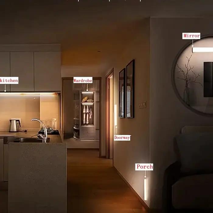 Type C LED Rechargeable veilleuse PIR capteur de mouvement sous armoire lampe pour cuisine armoire c