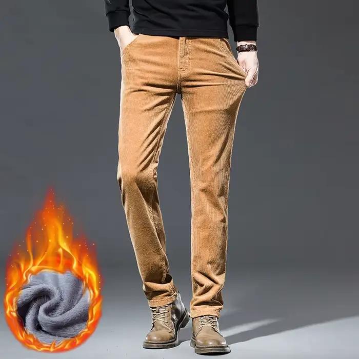 Pantalon velours polaire hiver homme nouveau chaud épais classique droit pour chasse confort