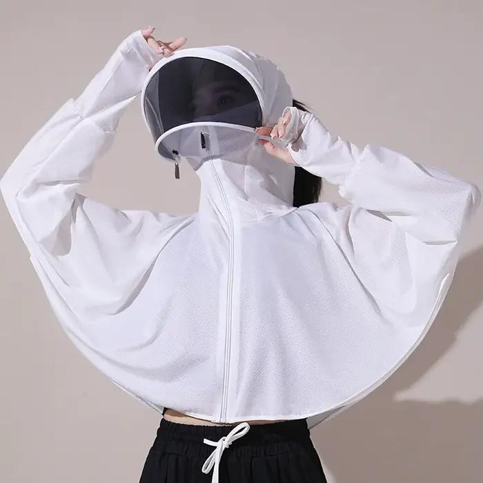 Vêtements d'été de Protection solaire pour femmes, Smock respirant en soie glacée, Protection UV fin