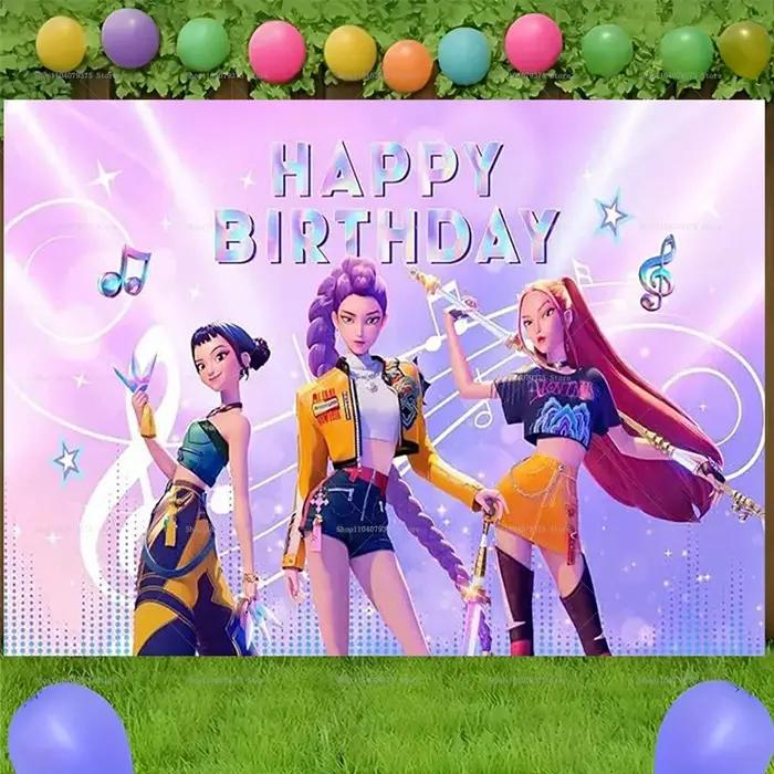 Bannière de fête d'anniversaire KPop Demon Hunters