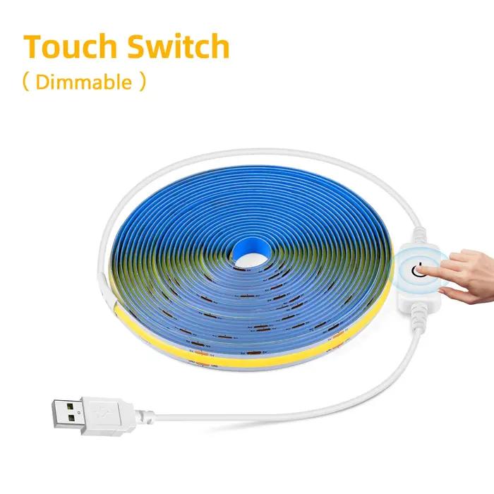 Bande lumineuse LED COB CHNAITEKE pour chambre avec interrupteur à capteur tactile et choix de couleurs blanc, bleu, vert et blanc chaud