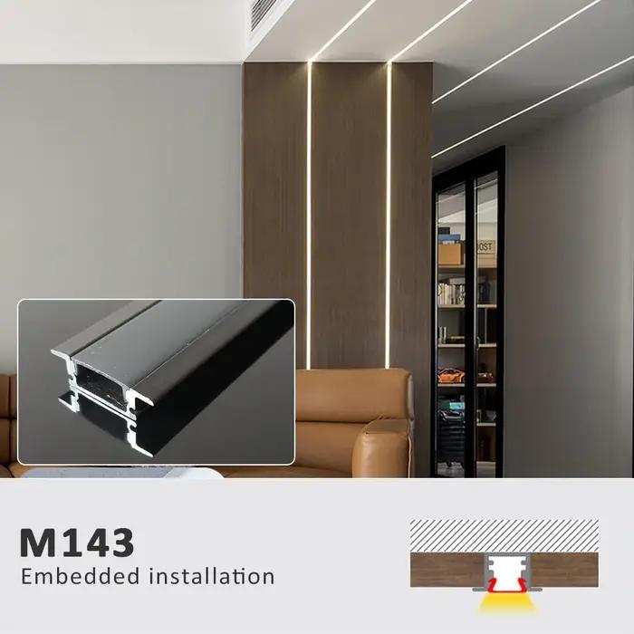 Bande lumineuse LED 50CM, canal profilé en aluminium, diffuseur noir argenté, couvercle PC pour 8mm/