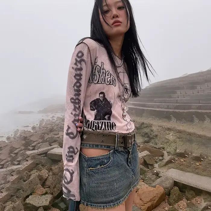 T-shirt Harajuku Grunge féerique Karrram Y2k, esthétique, dessin animé japonais, à la mode coréenne,
