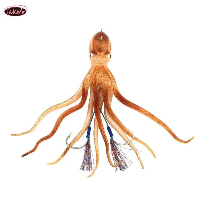 TAKEDO MY14 180G 200G 250G 300G pêche en mer poulpe appât avec Double crochet appât souple traçage l
