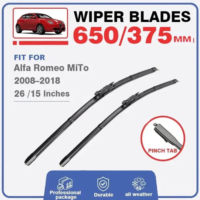 Jeu de balais d'essuie-glace avant et arrière pour Alfa Romeo MiTo 2008 – 2018, brosses de pare-bris
