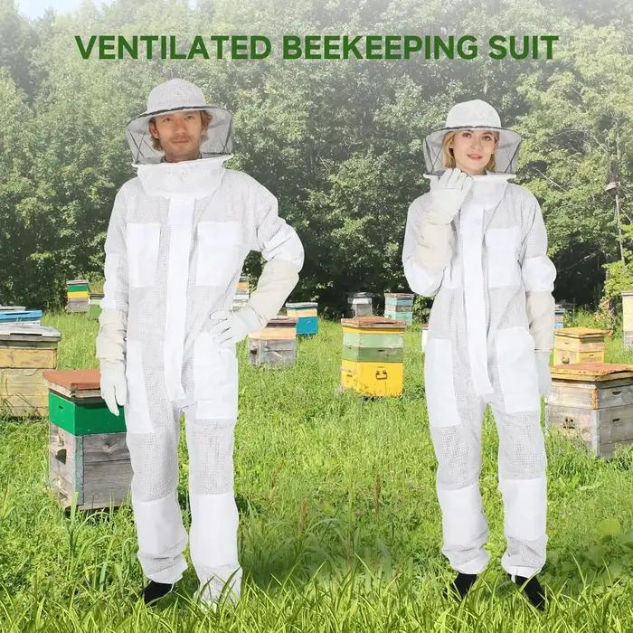 Vêtements d'apiculture professionnels, combinaison anti-abeilles à 3 couches, combinaison de protection intégrale respirante avec chapeau amovible ventilé