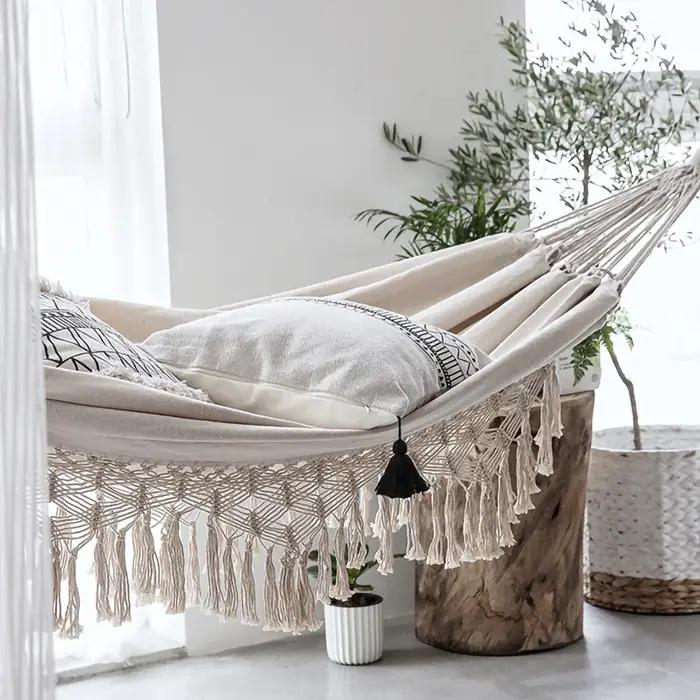 Grand hamac pour 2 personnes, Style Boho, macramé brésilien à franges, Double hamac de luxe, balanço