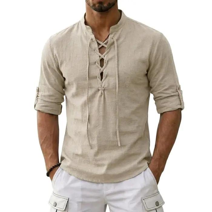 T-shirts en lin à manches longues pour hommes