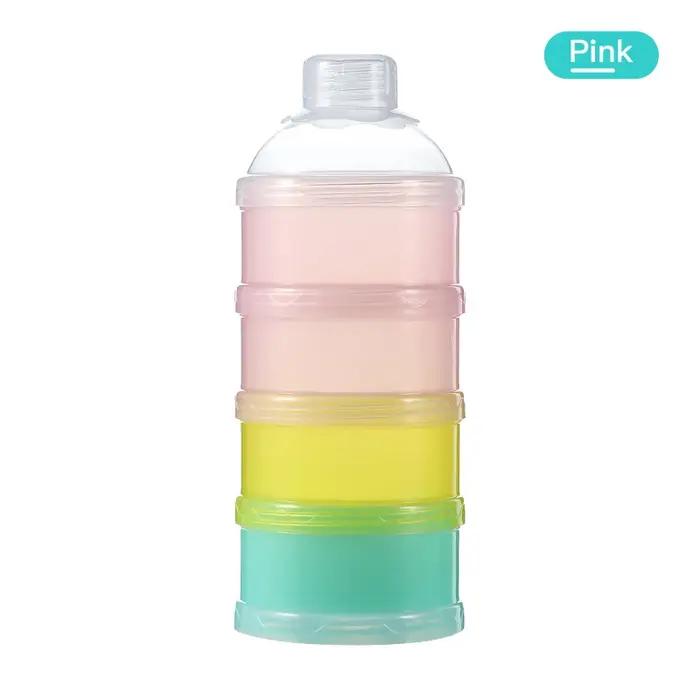 Boîte de stockage Saidah à 4 couches portable pour lait en poudre et autres aliments pour bébé bleu rose vert occasions spéciales sorties familiales