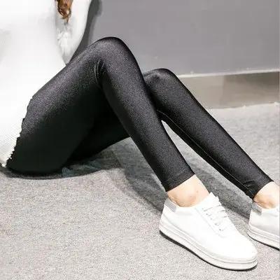 Femmes printemps automne grande taille leggings dame été genou longueur pantalons courts décontracté étiré maigre brilla