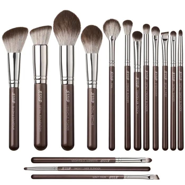Ensemble de pinceaux de maquillage Jessup 15 pièces pour fond de teint poudre contour blush surligner correcteur ombre à paupières liner sourcils occasions spéciales et quotidiennes