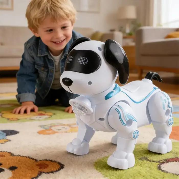 Robot chien musical et lumineux avec laisse