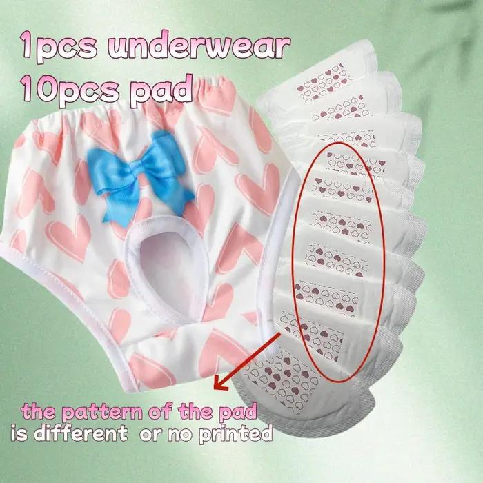 Culottes lavables pour chiennes avec 10 coussinets absorbants pour chiots