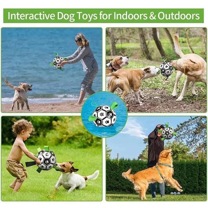 Jouet en cuir pour chien avec languettes à saisir, balles de football interactives pour chiens, jeux de plein air et d'eau, cadeau pour animaux de compagnie