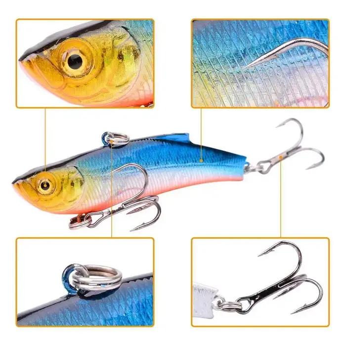 1 pièces 7 cm/17.8g hiver dur mer leurre de pêche VIB 3D appât yeux le pivotant plongée gabarit aile