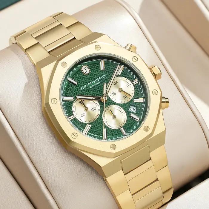 Montre Homme SAPPHERO Business Style Acier Inoxydable Étanche Chronomètre Précision Cadeau Professionnel