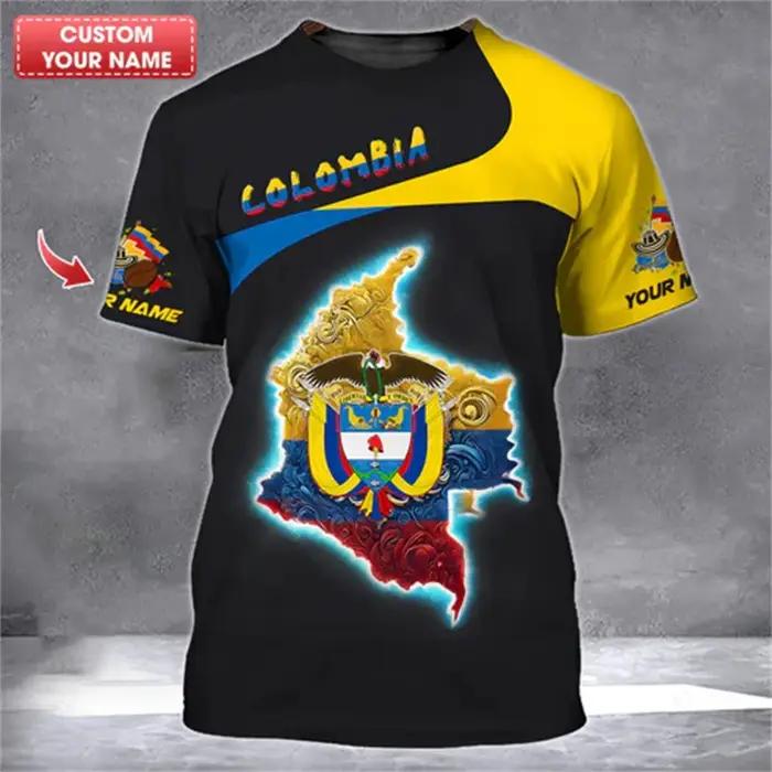 Columbia nom personnalisé impression 3D T-shirt pour hommes colombie drapeau motif à manches courtes t-shirts été