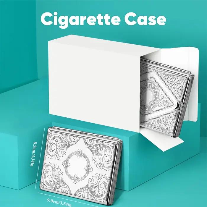 Boîte à cigarettes Portable en relief en acier inoxydable, 20 paquets, étui à cigarettes épais pour hommes résistant à la pression pour régular