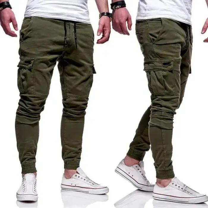 Pantalon de travail ample multi-poches avec cordon de serrage pour hommes, pantalon de travail pour