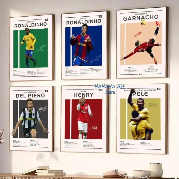 Célèbre étoile de Football, athlète mondial du sport, le meilleur joueur, affiche imprimée, images d'art murales, peinture sur toile, décoration de maison pour salle