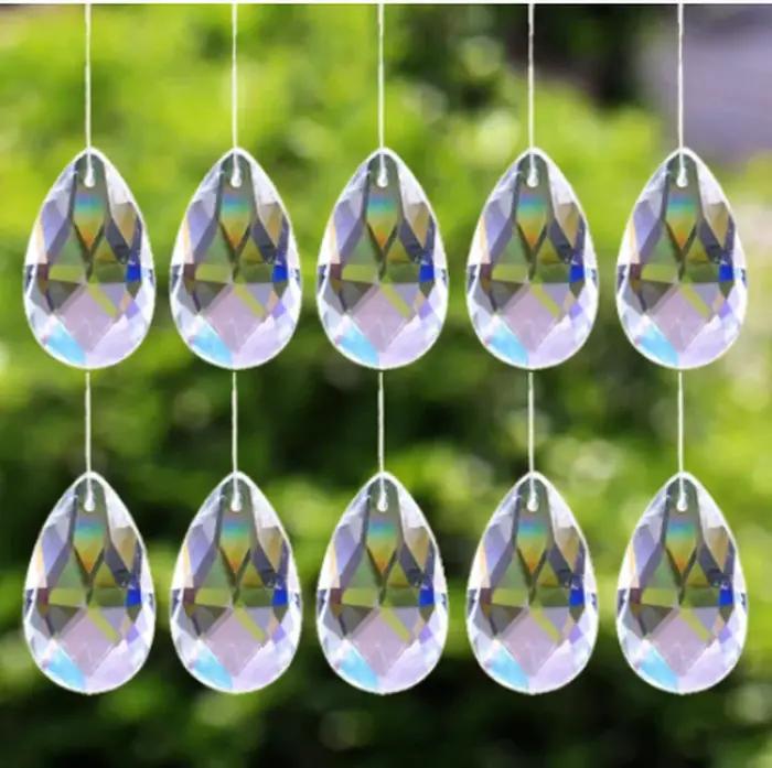 Pendentif en forme de larme d'ange en cristal, 10 pièces, Laser, prisme, lustre, breloque aurore, at