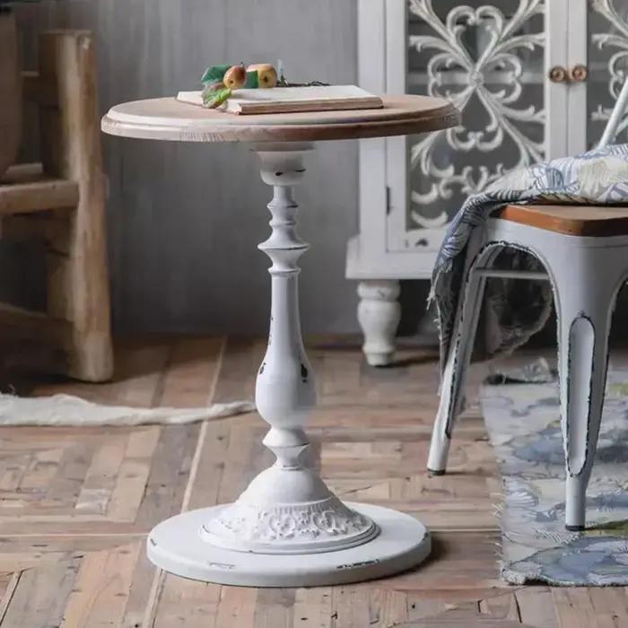 Rétro petit salon Table basse ménage Table ronde fer rond ménage Table en bois massif