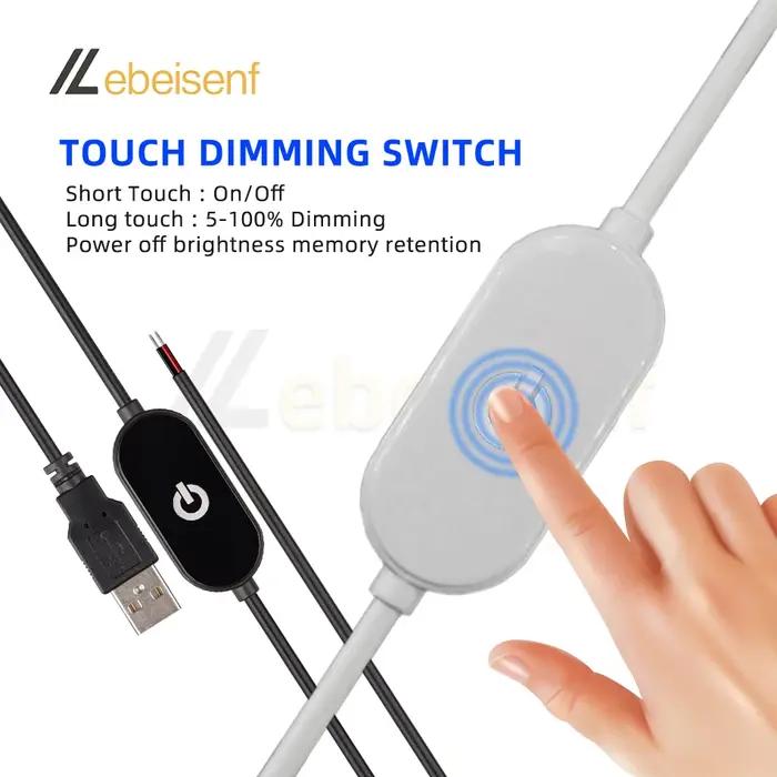 Câble de commutation de gradation tactile USB 2A 5V, 1.5M, USB 2.0A à 2 fils de sortie 5-100%, contr