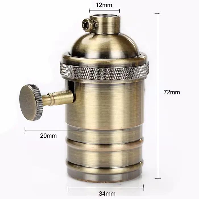 GANRILAND Culot de lampe E27 en cuivre, support de lampe DIY avec interrupteur, douille Edison vinta