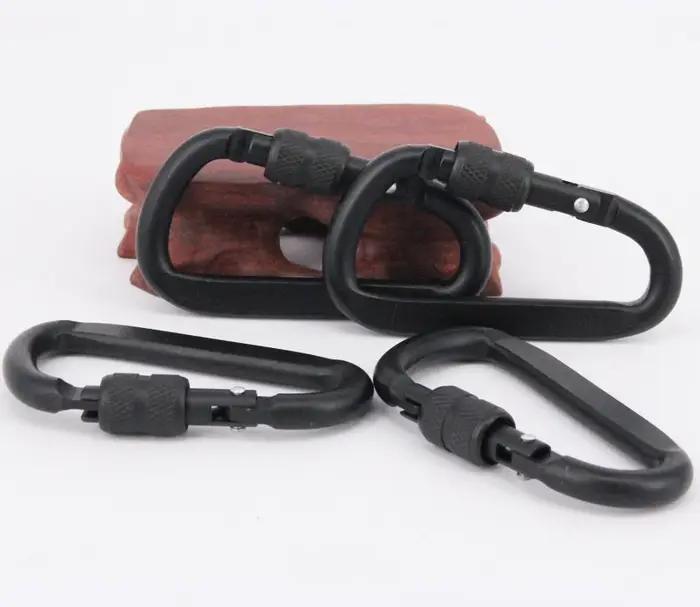 Mousqueton en alliage d'aluminium noir, anneau en D, Clip de porte-clés de Camping, mousqueton, Kit