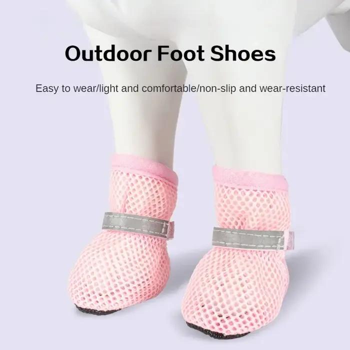 Chaussures antidérapantes pour chiens, 4 pièces, respirantes, résistantes à l'usure, bottes de protection adaptées aux animaux de petite et moyenne taille pour chiots.