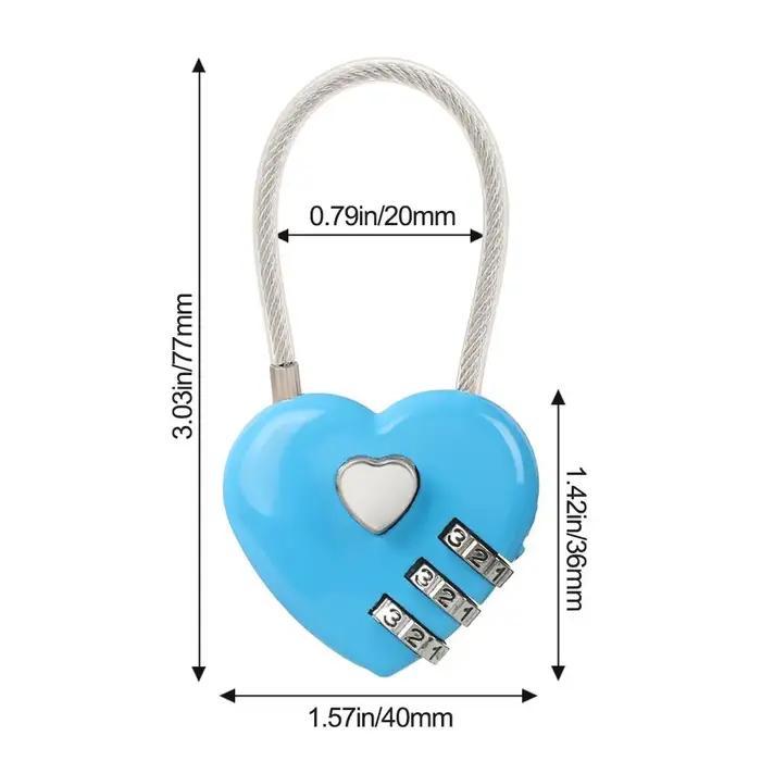 Serrure en forme de coeur pour valise de voyage avec code a trois chiffres protection voyage cadeau original pour femme occassions speciales
