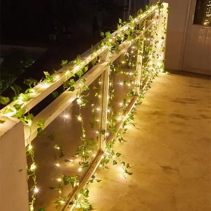 Guirlande solaire de feuilles et de fleurs, imperméable, pour l'extérieur, jardin, rideau féerique,