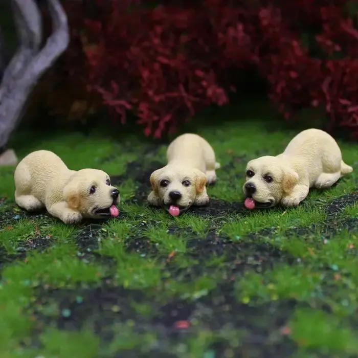Mini chiot Kawaii en résine, figurine d'Auckland, chien accroupi de dessin animé, décorations de micro-paysage bricolage pour enfants