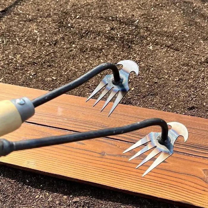 Artefact de désherbage à houe, outils de démarrage et de désherbage, râteau à houe de jardinage, outil agricole en acier au manganèse, petite houe, ameublissement du sol a