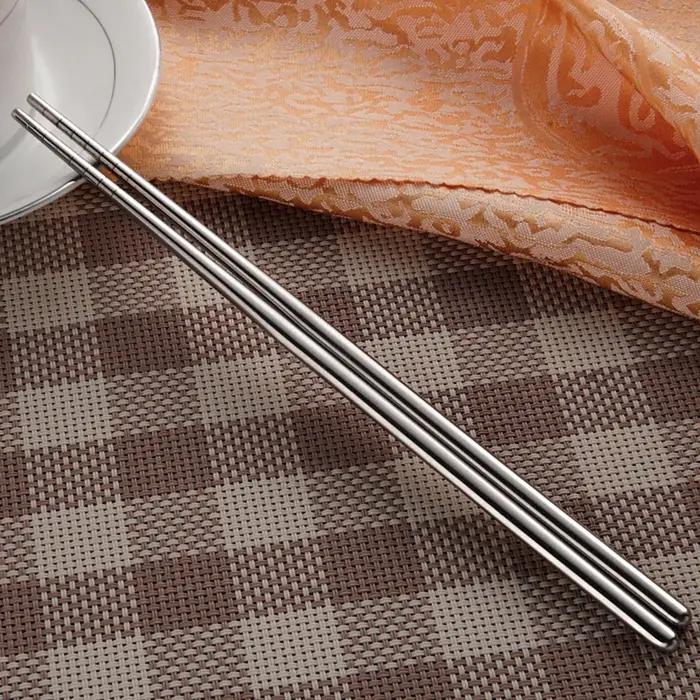 Baguettes en acier inoxydable réutilisables, japonaises, coréennes, chinoises, Sushi, aliments, bâto
