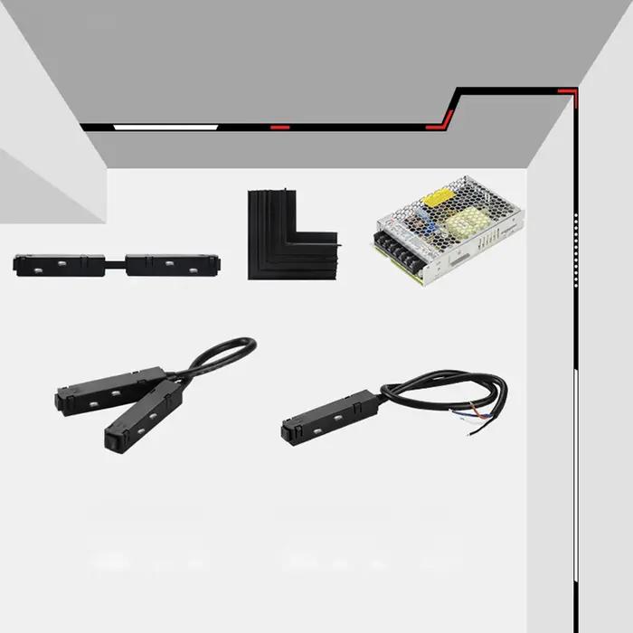 Rail magnétique monté en surface, 1.5m, pour suspension au plafond, bande LED, connecteur d'angle, a