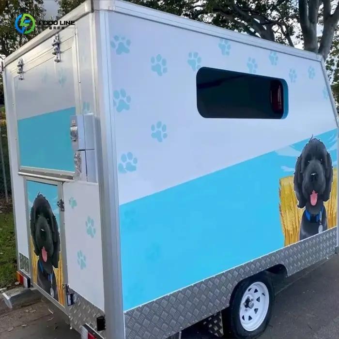Remorque pour animaux de compagnie personnalisée acier inoxydable toilettage mobile pour chiens haute qualité occassions spéciales sanitaires équipements inclus