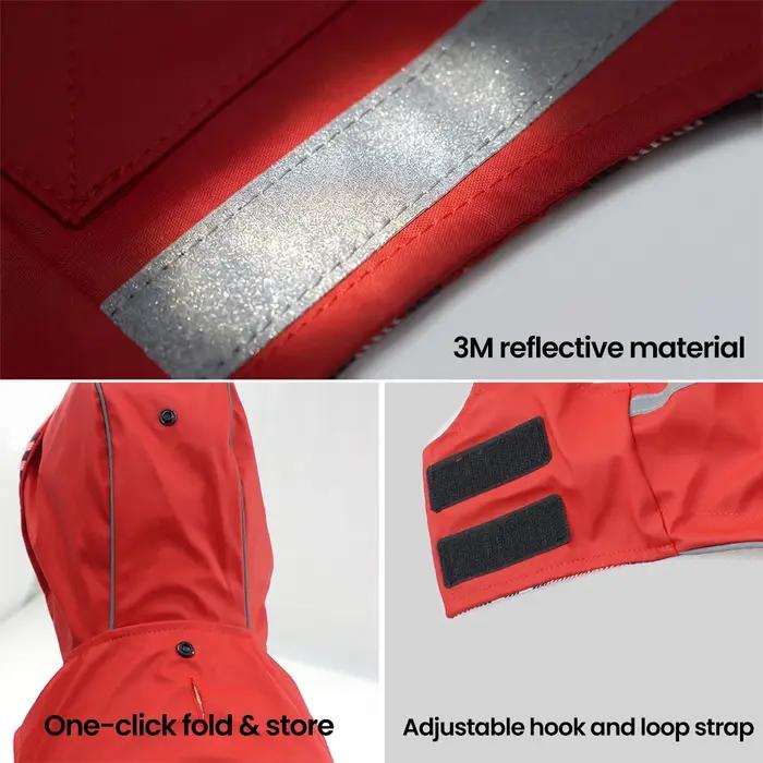 Manteau de pluie pour chien, imperméable réfléchissant réglable avec capuche et trou pour laisse, doublure respirante double couche, adapté aux chiens
