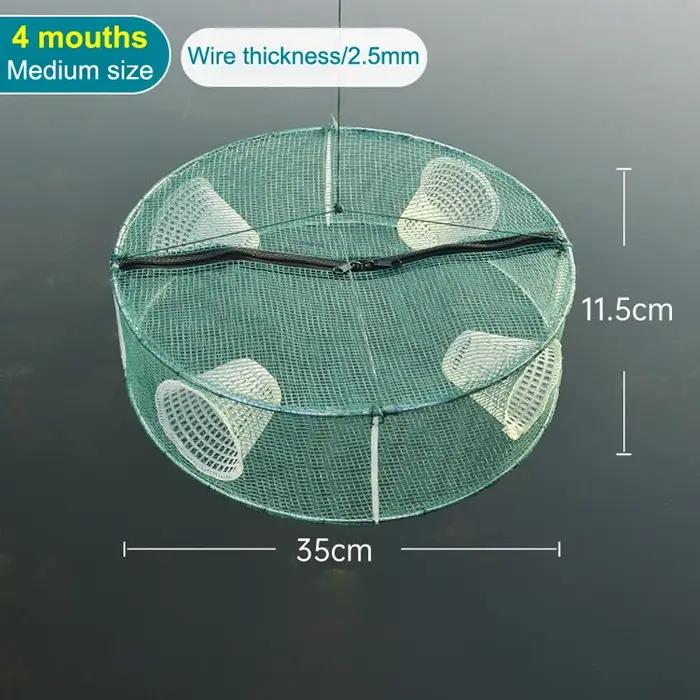 Nasse de pêche pliable ronde avec mailles 3/4 trous pour poissons crevettes et écrevisses cage de pêche facile à utiliser pour débutants et professionnels occasions spéciales