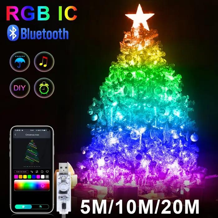 20M RGBIC USB 5V LED Sting lumière Bluetooth musique APP WS2812 Programmable bricolage fée lumières