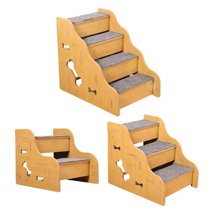 Escaliers pour chiens de 2 à 4 étapes en bois antidérapants pour petits chiens et chats âgés pour meubles intérieurs occasions spéciales cadeaux de Noël