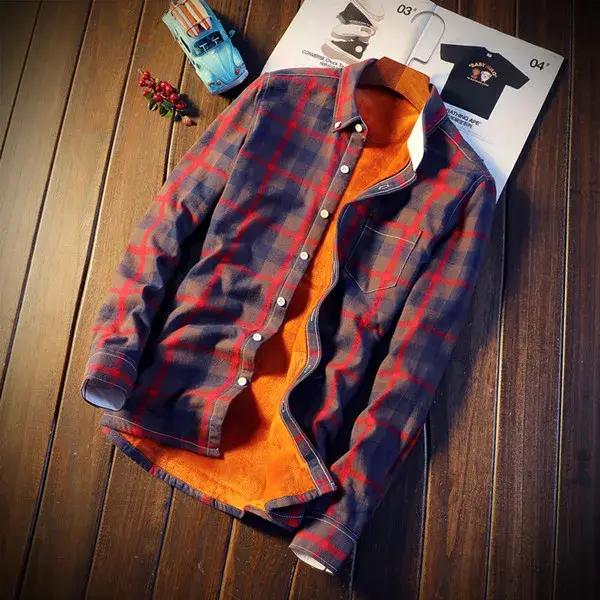 Camisa Masculina hommes Plaid flanelle chemises